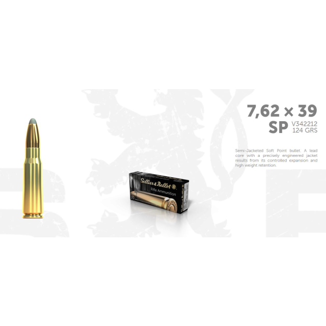 S&B 7,62x39 124 SP, 8,0G  20 ptr JAKT