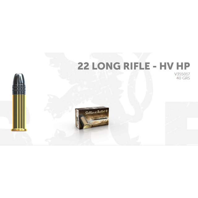 S&B .22 Lr HV HP 40G LHP, 50 ptr V5: 375 m/s V355017