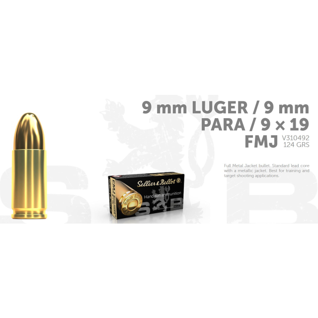 S&B 9x19 124G FMJ 50 ptr