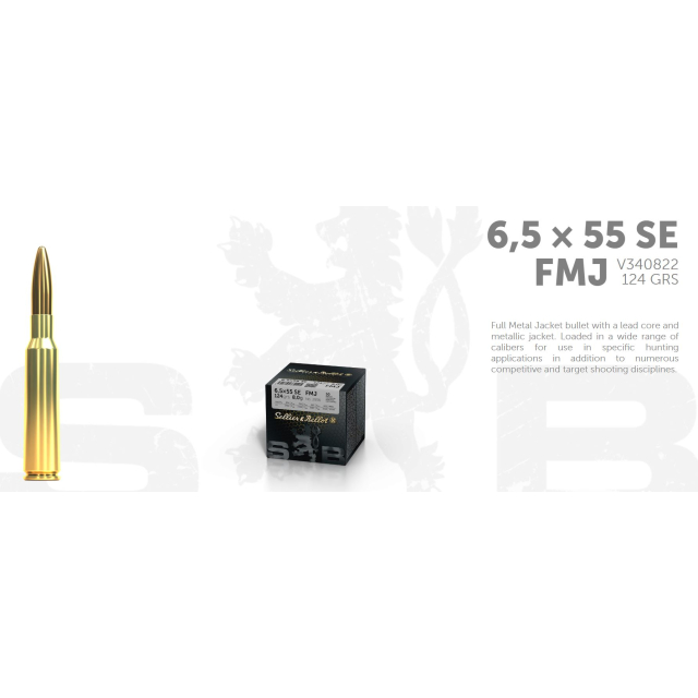 S&B 6,5x55 SE 124G FMJ, 50 ptr
