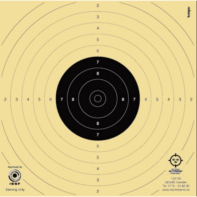 Luftpistoltavla 14x14 cm, 10m, 250 st