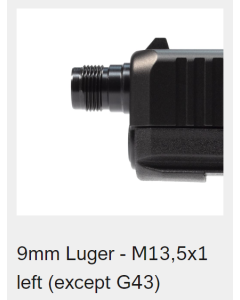 Glock Pipa G17 Gen5 / G47 / G49 9x19 12,8cm Thread