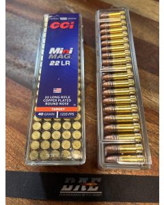CCI 22Lr Mini-Mag 40G CPRN #30, 1235 fps, 376m/s 100 ptr